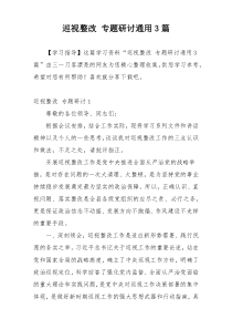 巡视整改 专题研讨通用3篇