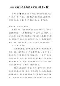 2023党建工作总结范文范例（通用4篇）