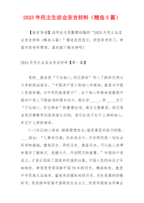 2023年民主生活会发言材料（精选5篇）