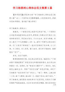 学习杨善洲心得体会范文集聚5篇