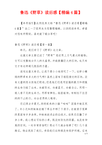 鲁迅《野草》读后感【精编4篇】