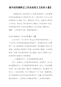 秘书试用期转正工作总结范文【实用4篇】