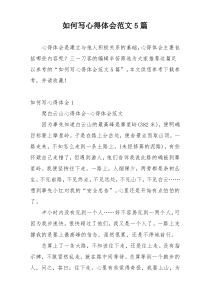 如何写心得体会范文5篇