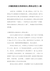 乡镇医院医生岗前培训心得体会范文4篇