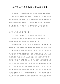 农行个人工作总结范文【热选5篇】