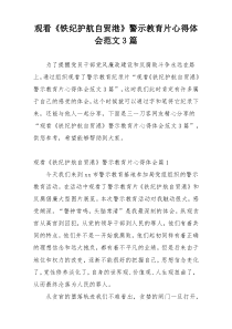 观看《铁纪护航自贸港》警示教育片心得体会范文3篇