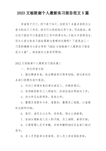 2023文秘致谢个人最新实习报告范文5篇