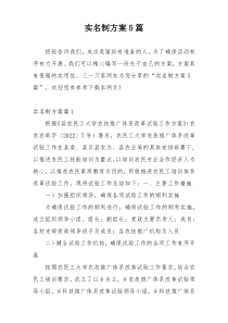 实名制方案5篇