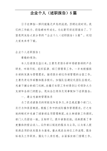 企业个人（述职报告）5篇