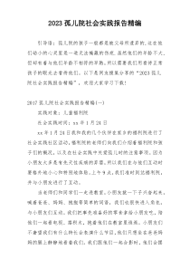 2023孤儿院社会实践报告精编