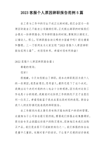 2023客服个人原因辞职报告范例5篇