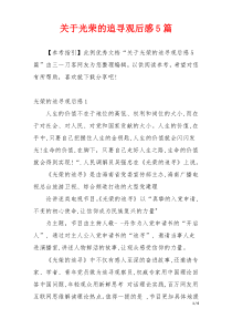 关于光荣的追寻观后感5篇