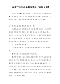 上年度民主生活会整改情况【实用4篇】