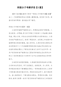 积极分子考察评语【5篇】