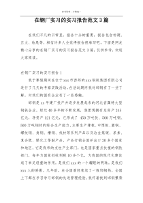 在钢厂实习的实习报告范文3篇