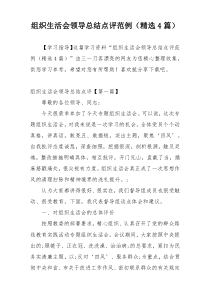 组织生活会领导总结点评范例（精选4篇）