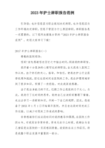 2023年护士辞职报告范例