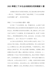 2023寒假三下乡社会实践报告范例最新5篇