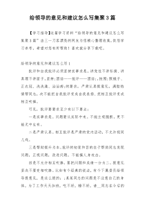 给领导的意见和建议怎么写集聚3篇