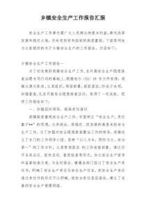 乡镇安全生产工作报告汇报