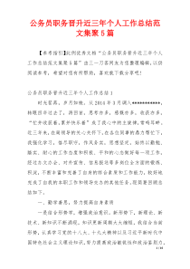 公务员职务晋升近三年个人工作总结范文集聚5篇