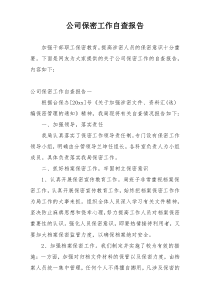 公司保密工作自查报告