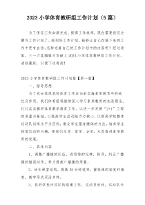 2023小学体育教研组工作计划（5篇）