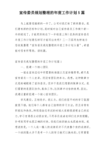 宣传委员规划整理的年度工作计划5篇