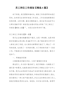 员工岗位工作规划【精选4篇】