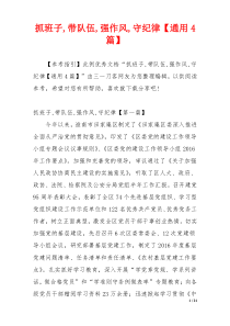 抓班子,带队伍,强作风,守纪律【通用4篇】