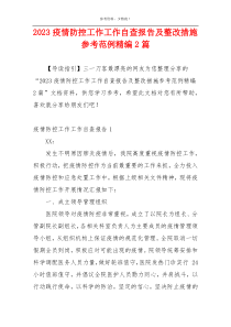 2023疫情防控工作工作自查报告及整改措施参考范例精编2篇