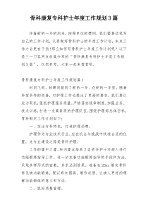 骨科康复专科护士年度工作规划3篇