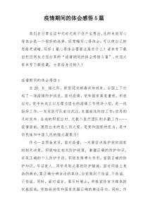 疫情期间的体会感悟5篇