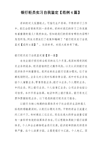 银行柜员实习自我鉴定【范例4篇】