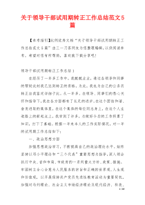 关于领导干部试用期转正工作总结范文5篇