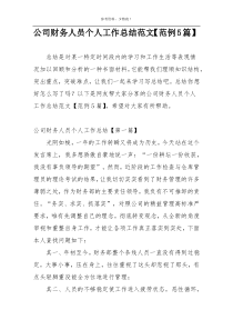 公司财务人员个人工作总结范文【范例5篇】