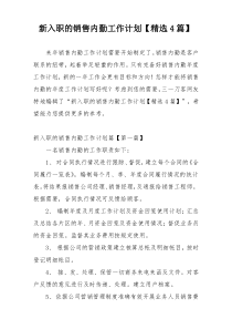 新入职的销售内勤工作计划【精选4篇】