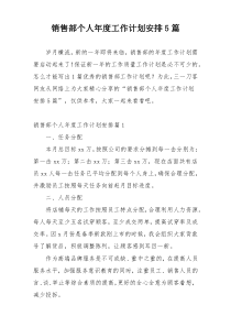 销售部个人年度工作计划安排5篇