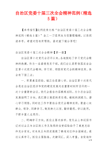 自治区党委十届三次全会精神范例（精选5篇）