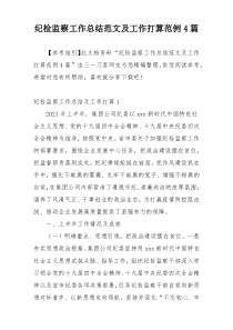 纪检监察工作总结范文及工作打算范例4篇