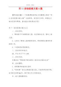 双11活动促销方案4篇