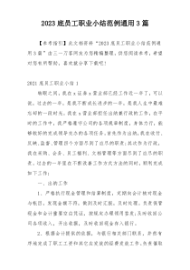2023底员工职业小结范例通用3篇