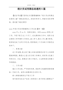 统计员试用期总结通用5篇