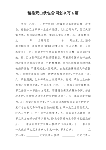 精推荒山承包合同怎么写4篇