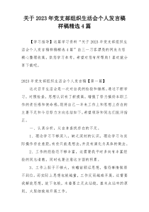 关于2023年党支部组织生活会个人发言稿样稿精选4篇