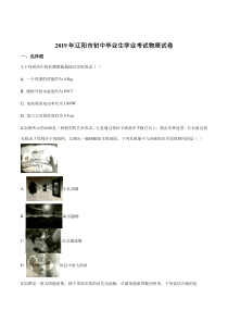 精品解析：2019年辽宁省辽阳市中考物理试题（原卷版）