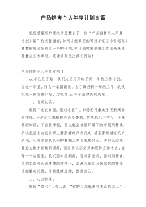 产品销售个人年度计划5篇