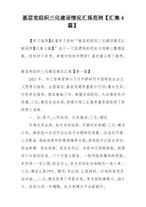 基层党组织三化建设情况汇报范例【汇集4篇】