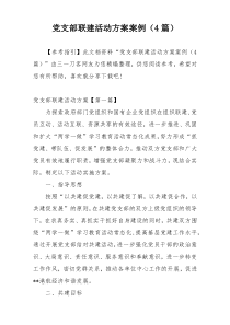 党支部联建活动方案案例（4篇）
