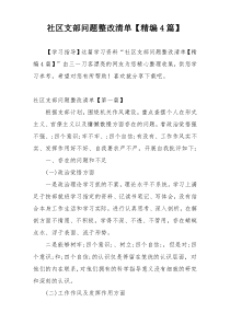 社区支部问题整改清单【精编4篇】